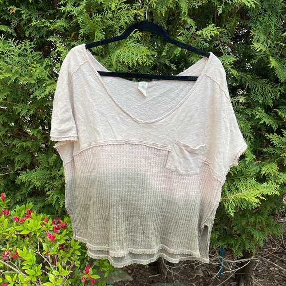 Free People Ombré Tan and Green Top Size XS - Picture 1 of 3
